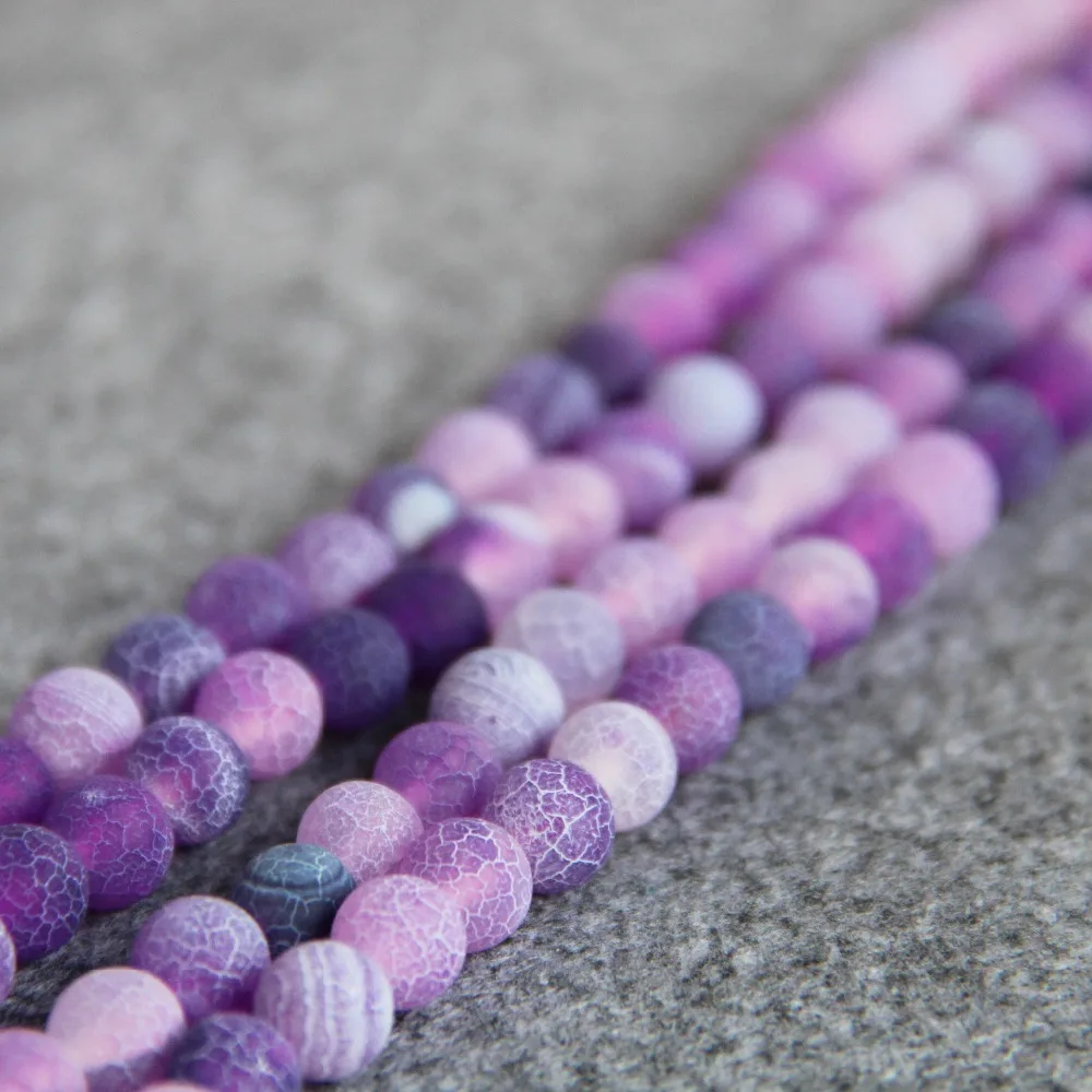 Хит продаж новинка для ожерелий 8 мм в полоску фиолетовый натуральный матовый