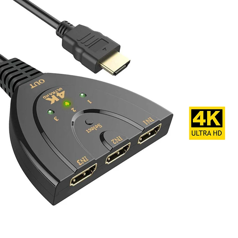 4K* 2K 3D Mini 3 порта HDMI 1,4 коммутатор 4K HDMI сплиттер 1080P 3 в 1 выход порт видео концентратор адаптер для DVD HDTV Xbox PS3 PS4