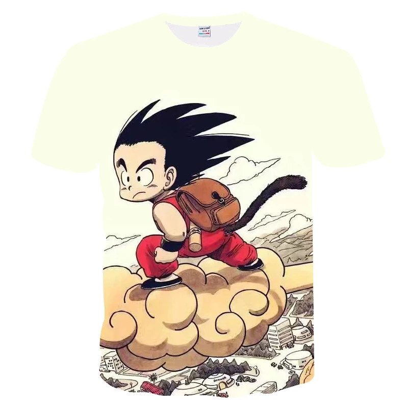 Новые футболки с драконами 3D принтом супер сайян Сон Гоку драконий шар черная