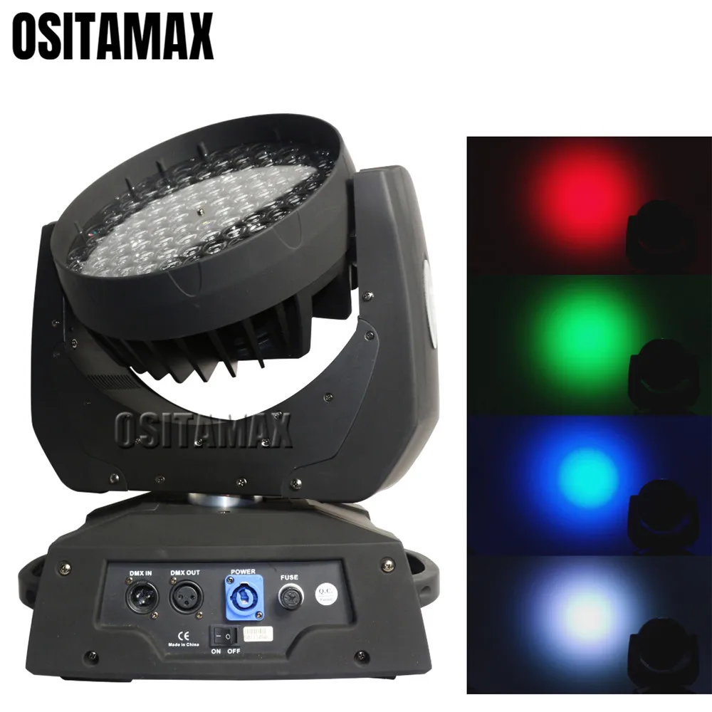 LED moving head light 2pcs 108x3w rgbw dmx wash effect lighting disco pro in carton packing with powercon | Лампы и освещение