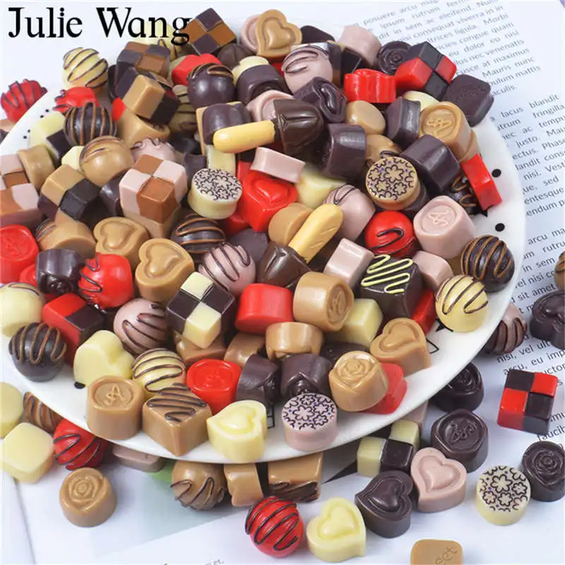 Julie Wang 25 шт. смешанные полимерные кремовые шоколадные конфеты Подвески для изготовления ювелирных изделий ожерелье браслет аксессуары домашний декор телефона