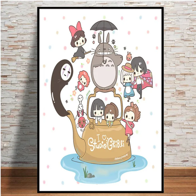 Домашний декор, настенный арт, холст, живопись, студия Ghibli, дань Японии, аниме, современные принты, картины, скандинавский плакат, гостиная, модульная - Цвет: BO xianru568-01