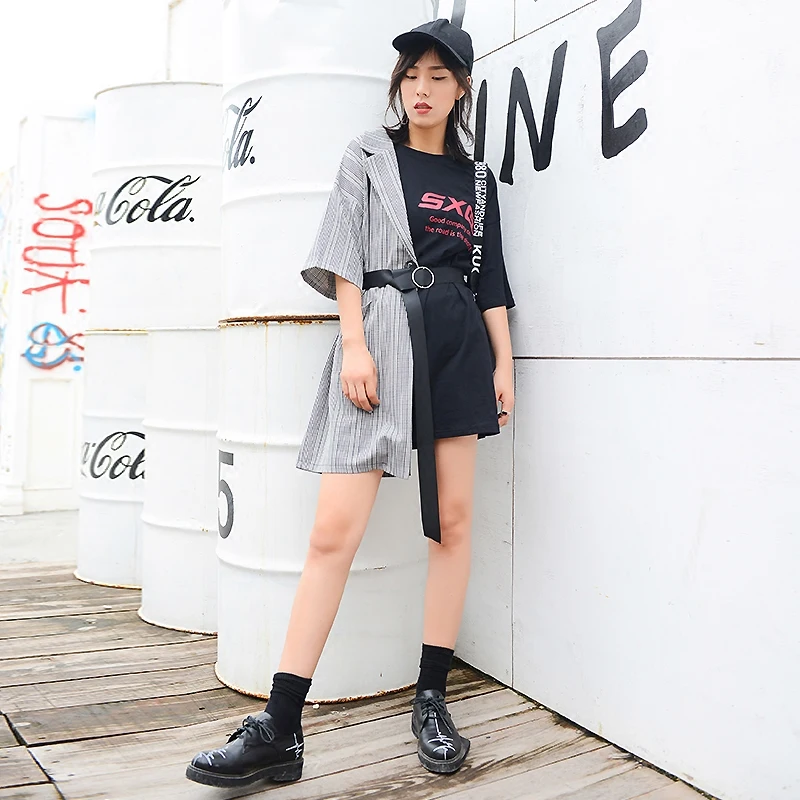 Женское Повседневное платье в клетку корейское свободное большого размера с