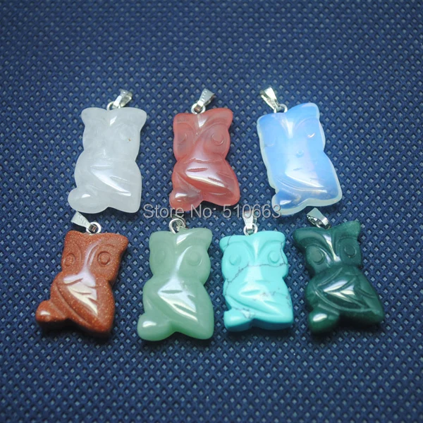 10 шт./Лот подвеска с натуральным драгоценным камнем Сова животные Подвеска для