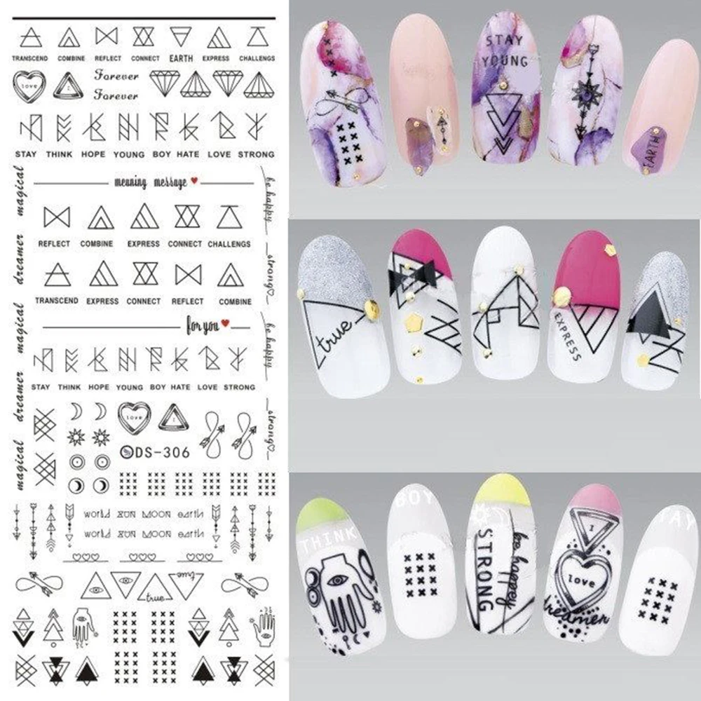 Переводные наклейки для ногтей 2 листов переводные дизайн с буквами сделай сам |