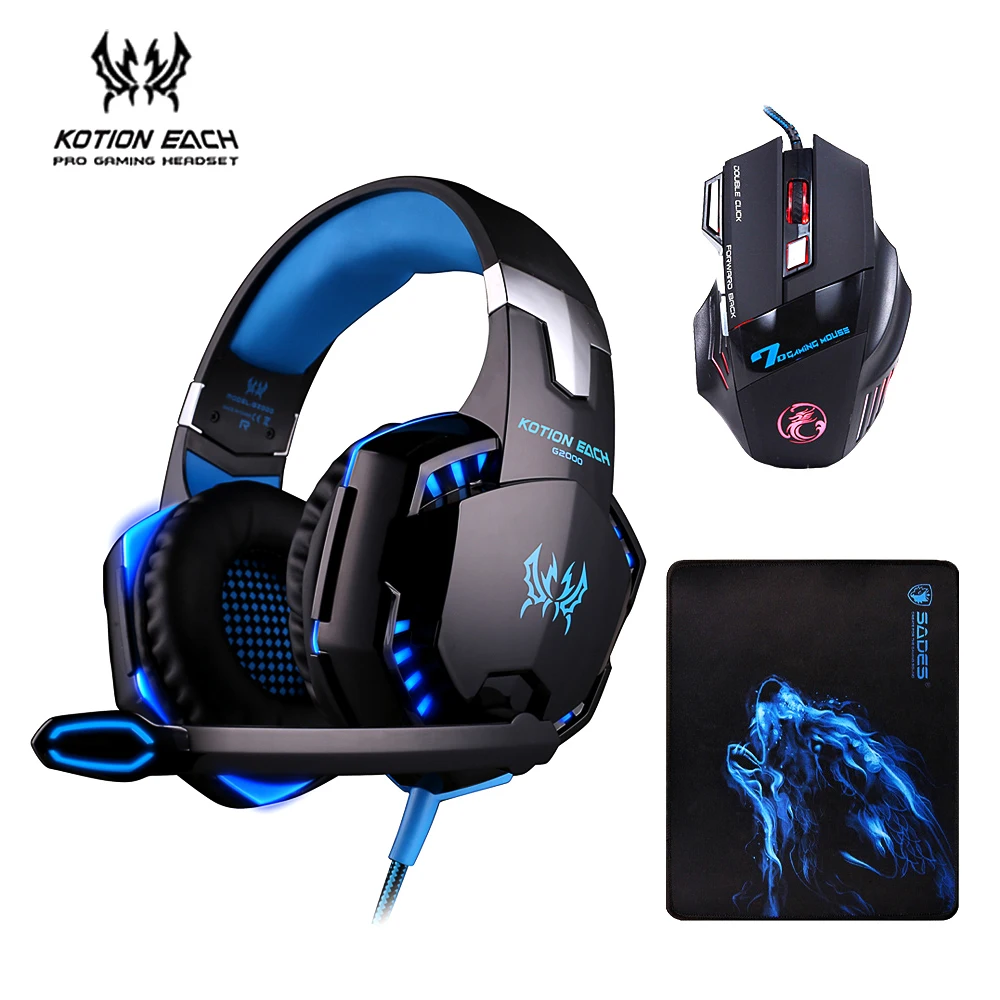 Kotion каждый G2000 игровая гарнитура наушники с микрофоном + iMice X7 Мышь 3200 Точек на