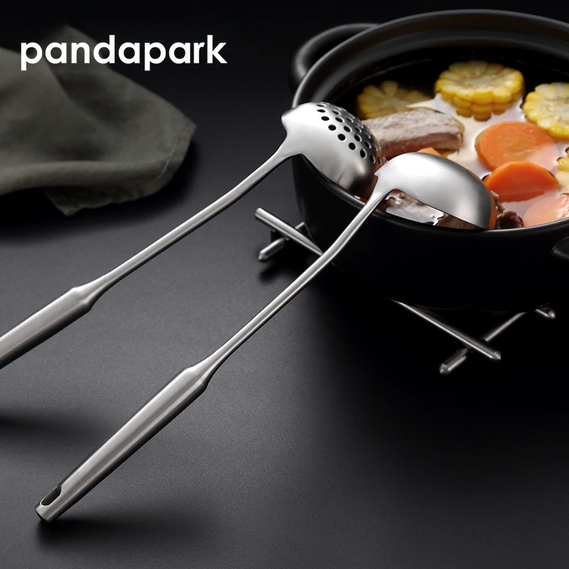Pandapark 304 Нержавеющая сталь половник дуршлаг Unibody ложки и сита посуда Кухня Laddle