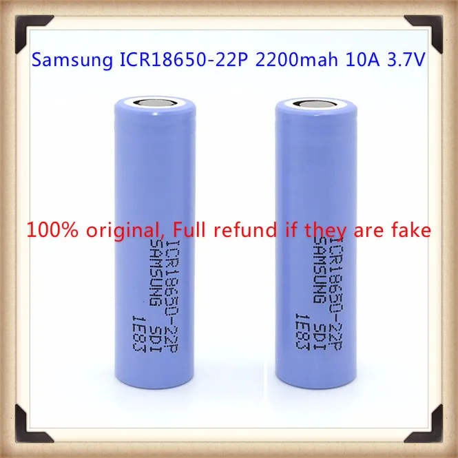 Для samsung ICR18650-22P 18650 2200mah 20A 3,7 V аккумуляторная батарея с плоским верхом(1 шт