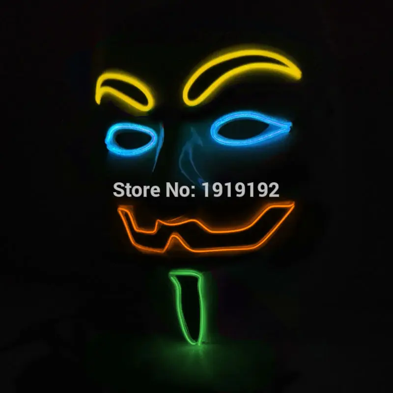 24 Стиль V for Vendetta вечерние маска для косплея светодиодный неоновый EL провода