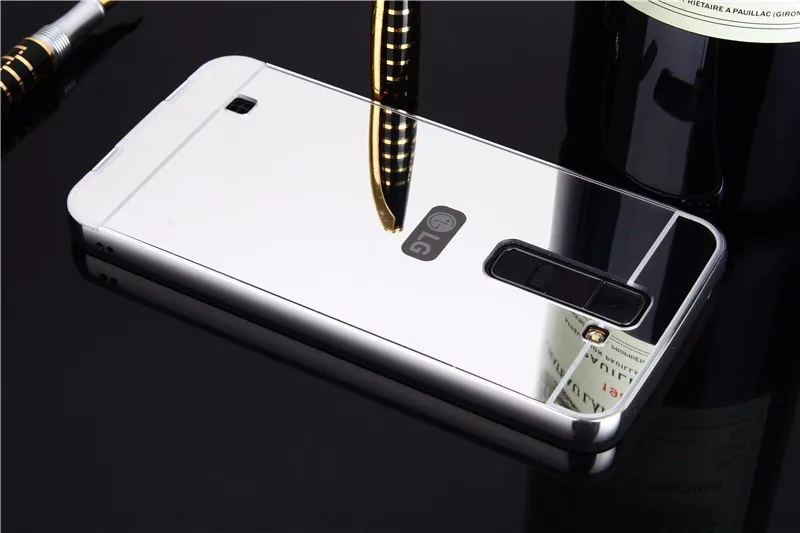 Чехол-бампер для LG K8 K350, роскошный зеркальный чехол цвета розовое золото на K8 K350 K350E K350N 5," K8, задняя крышка, алюминиевый корпус
