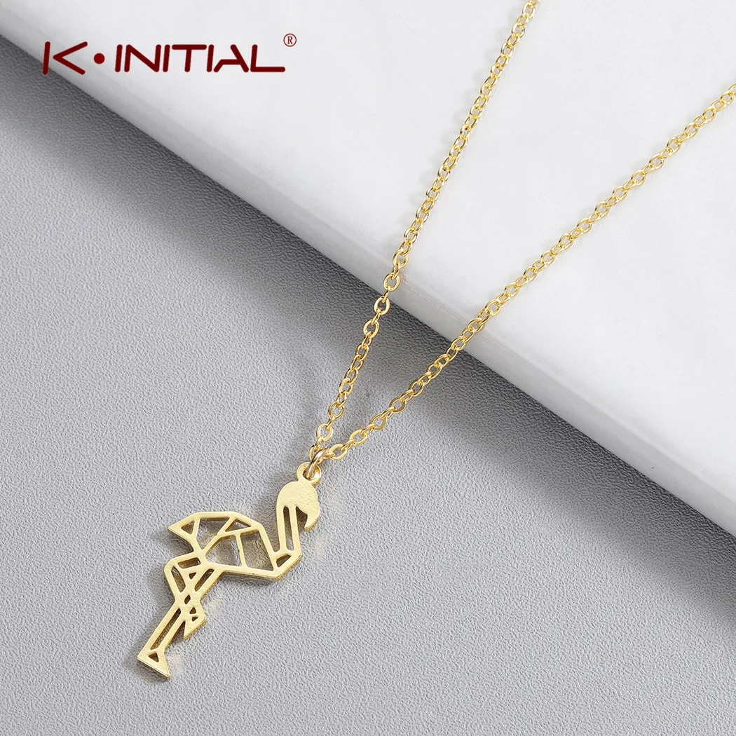 Kinitial новое ожерелье Фламинго модные ювелирные изделия из нержавеющей стали для