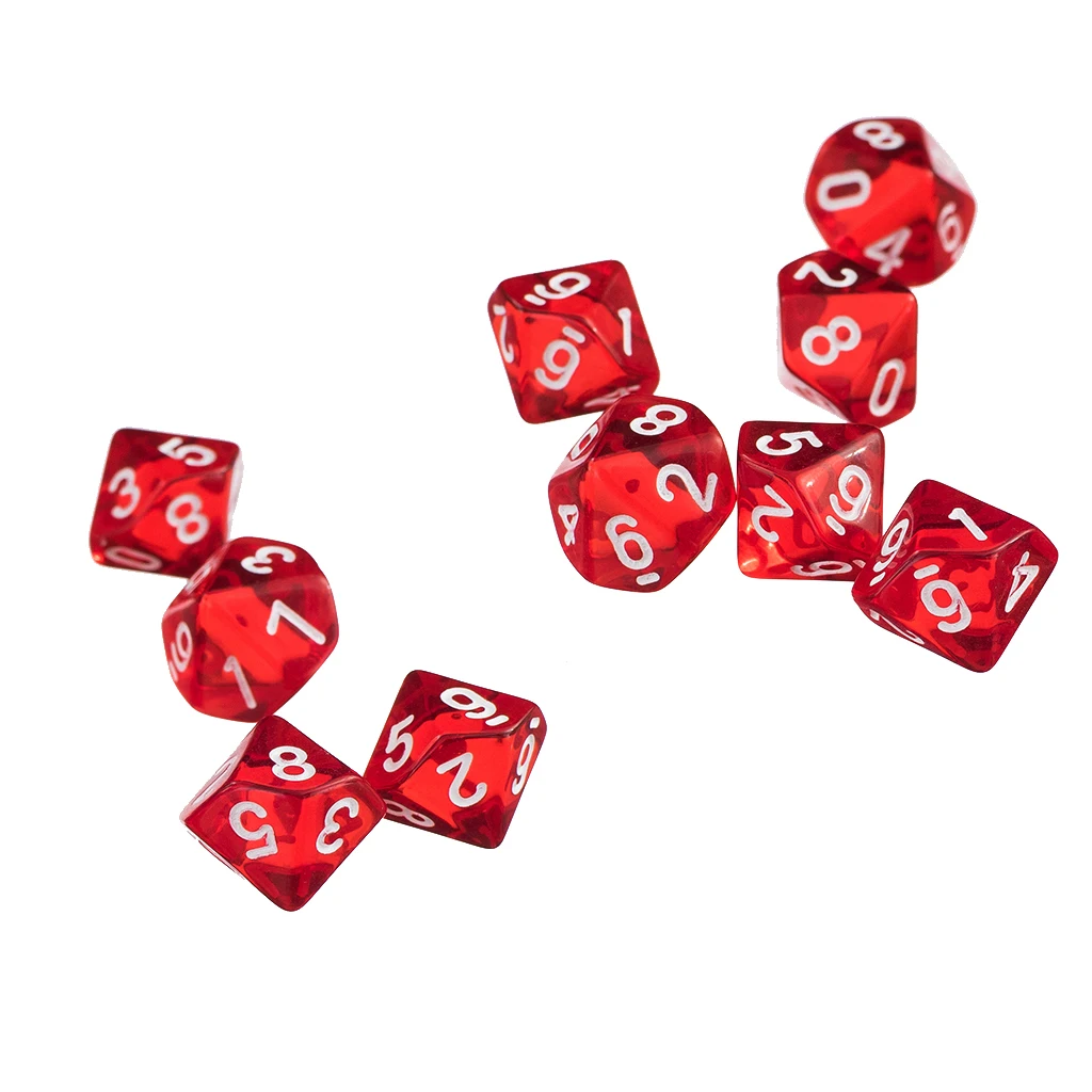 1 Набор 10 двусторонних игральных костей D10 для подземелья драконы настольные игры