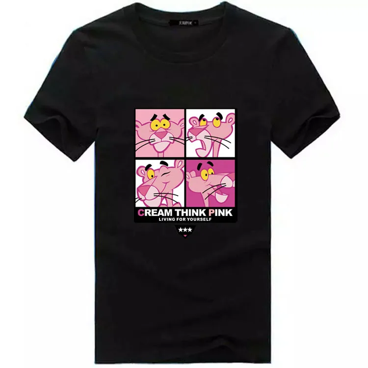 2018 новый летний розовый костюм Пантеры Мужские футболки с забавным принтом из