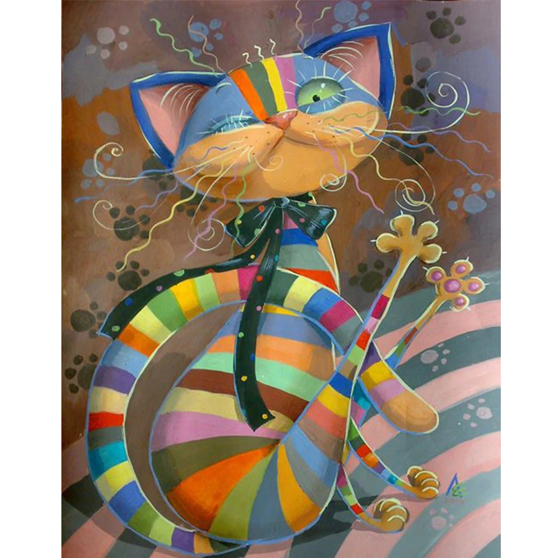 100% DIY 5D Алмазная мозаика Мультяшные кошки для самостоятельного создания картины