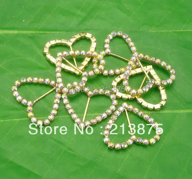 

Бесплатная доставка 50 шт сердце прозрачное стекло AB со стразами позолоченная пряжка приглашение Лента sider Свадьба поставка XXJ