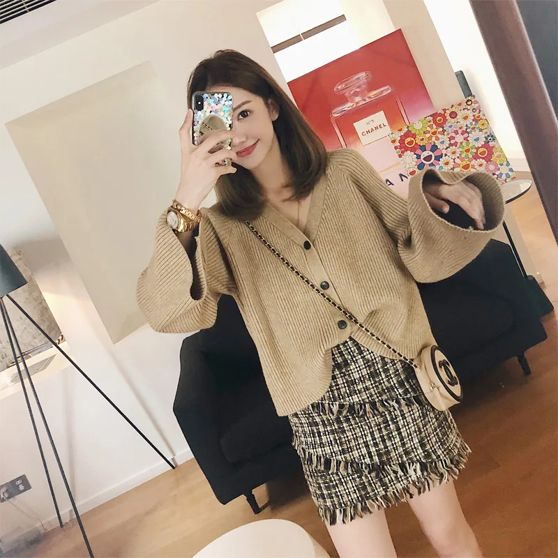 Женский комплект из двух предметов modis модный короткий свитер в Корейском стиле +