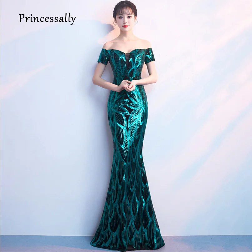 Вечернее платье русалки с блестками сексуальное без рукавов v образным вырезом