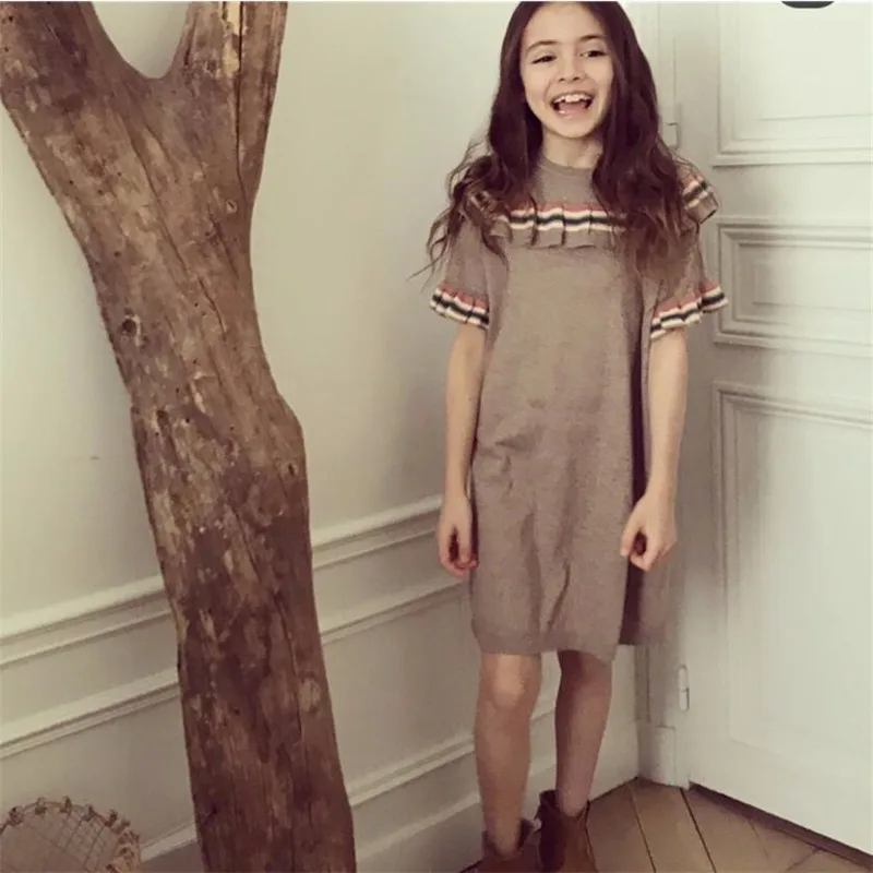 LILIGIRL/вязаное платье с рукавами-крылышками для маленьких девочек новинка