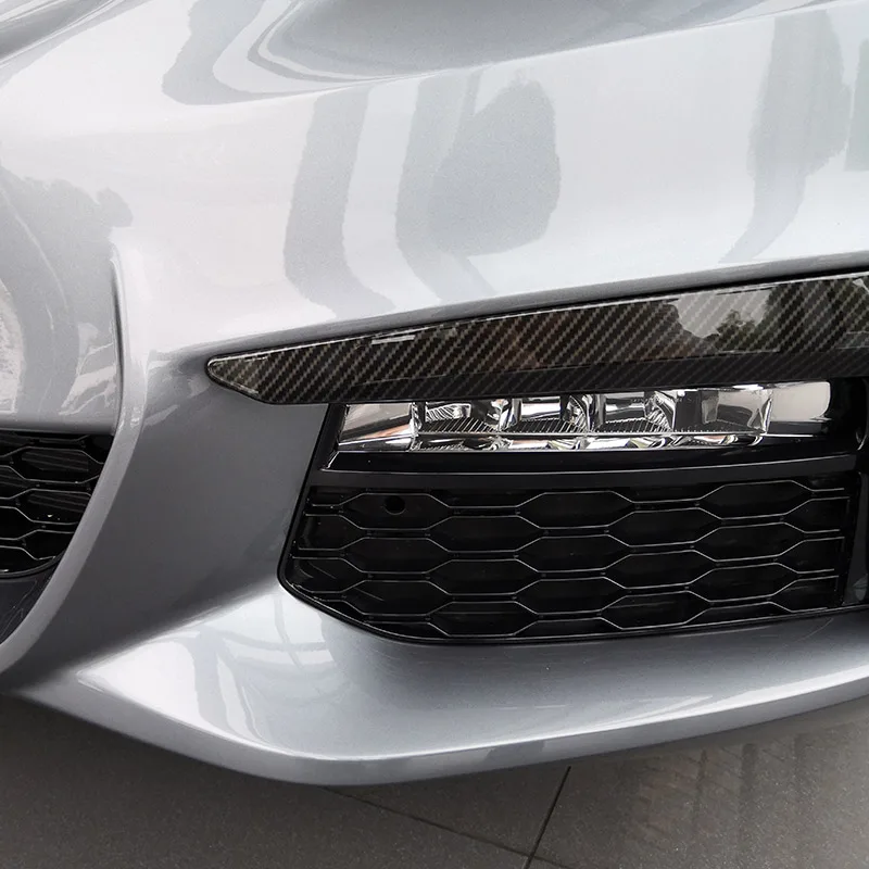 Carbon Fiber Style ABS Car Front Fog Decoration Strips Trim For BMW New 5 Series G30 530liM 2018-2022 Car Accessories