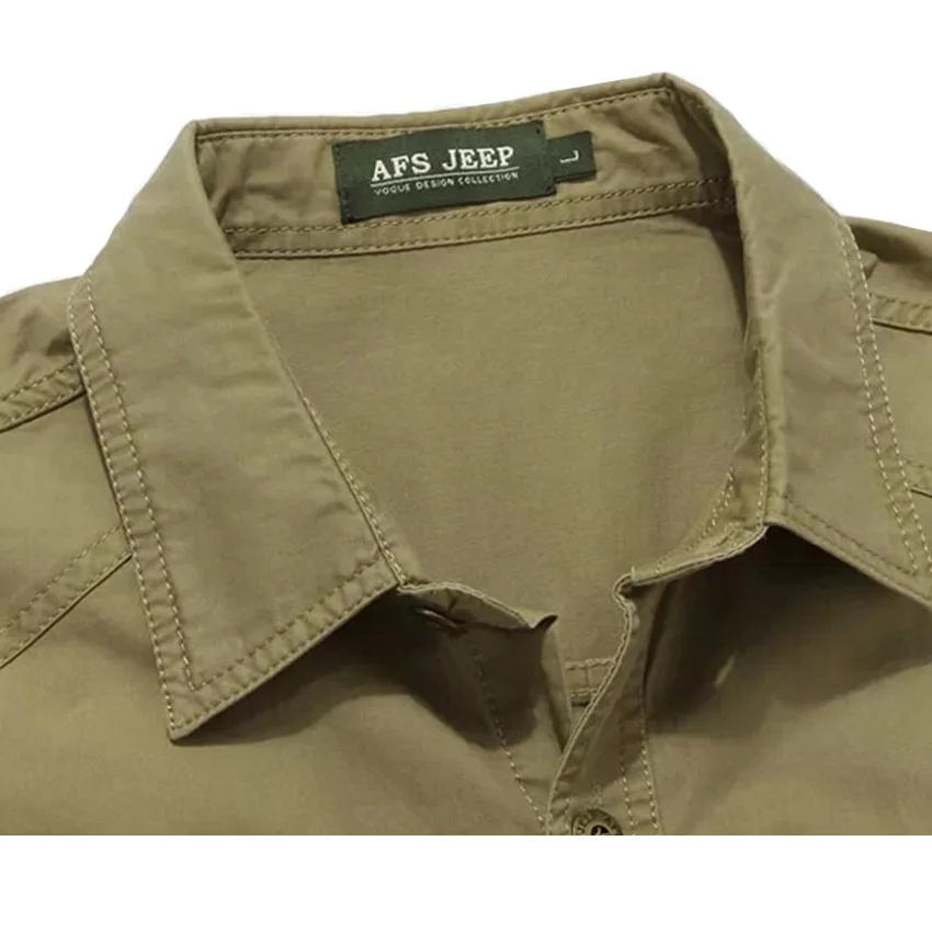 2019 New Fashion AFS JEEP Shirt Men's Long Sleeve Casual Male Brand Shirts Slim Fit French Cuff Dress For Men 75 | Мужская одежда