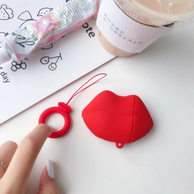 3D силиконовый чехол для наушников Airpods ударопрочный защитный брелка аксессуары