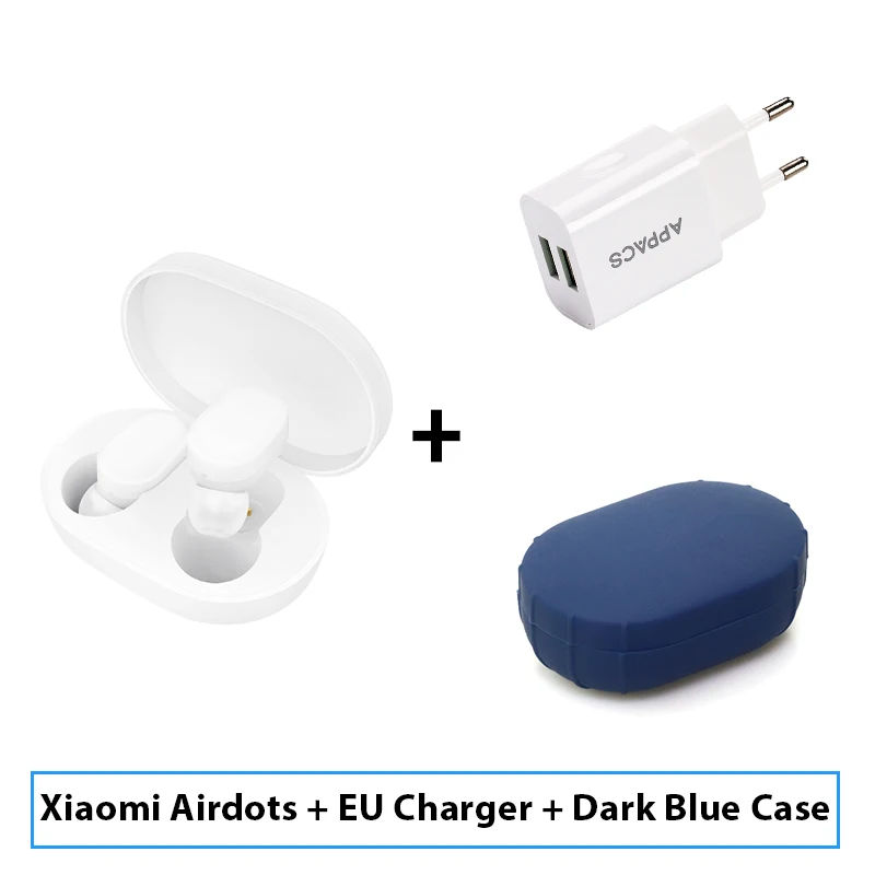 Add EUPlug DBlueCase Xiaomi Mijia Airdots TWS Беспроводные Bluetooth 5,0 наушники вкладыши Молодежная версия стерео бас с микрофоном свободные Наушники управление AI - Цвет: Add EUPlug DBlueCase