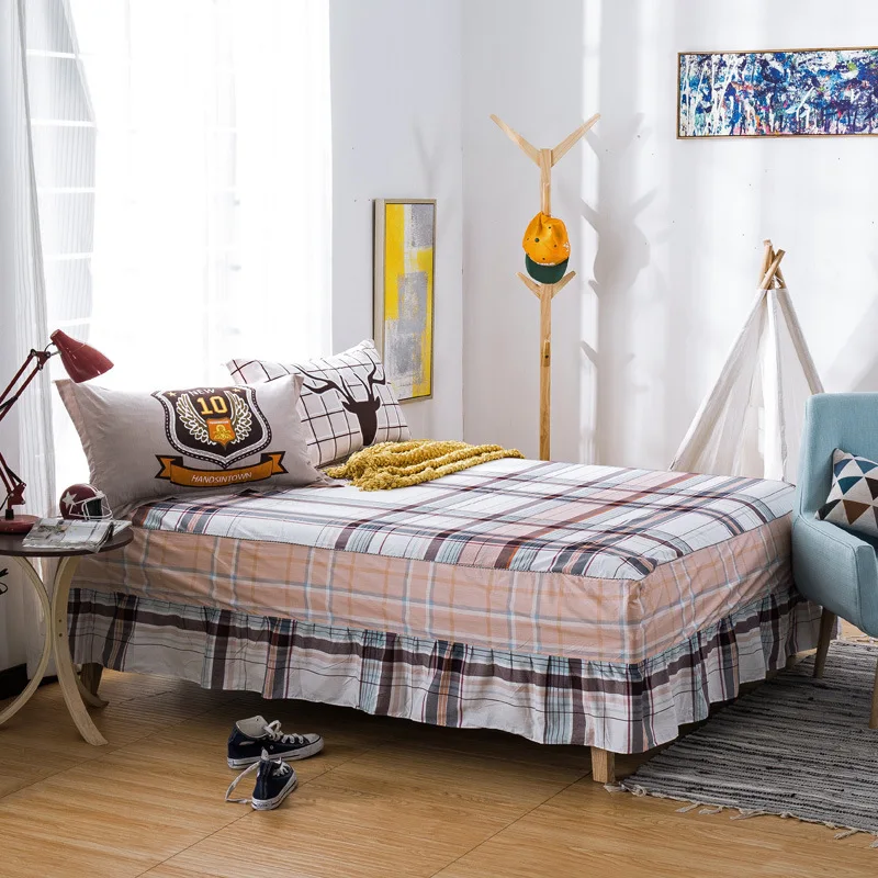 1pc New Cotton Bespread Fashion Soft Comfortable Bed Skirt Non-slip Queen King Size Fitted Bed Sheet