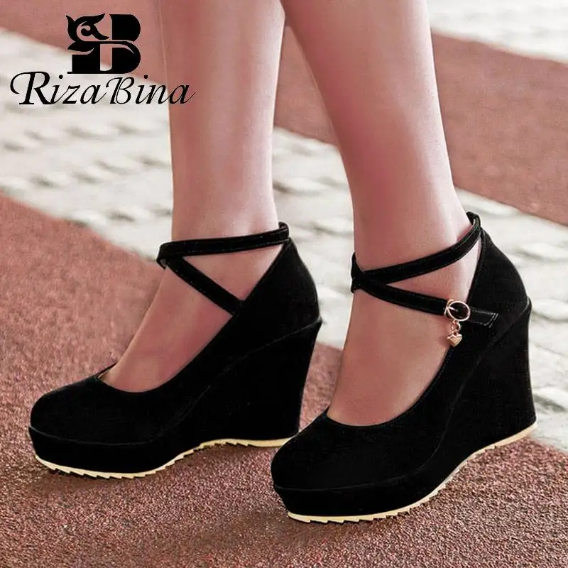 RizaBina/бесплатная доставка Туфли на высокой танкетке пикантная женская обувь