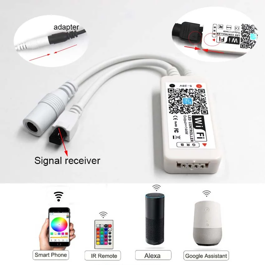 IKVVT wifi светодиодный светильник RGB 5050 5 м водонепроницаемый беспроводной контроллер 12 В светодиодный светильник лента Диодная лента лампа ip неоновый источник питания