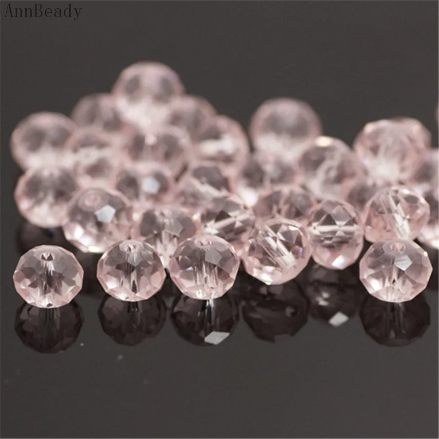 pink AnnBeady светильник зеленого цвета ab 4x6 мм 50 шт Rondelle Австрийские граненые Хрустальные стеклянные бусины для изготовления ювелирных изделий - Цвет: pink