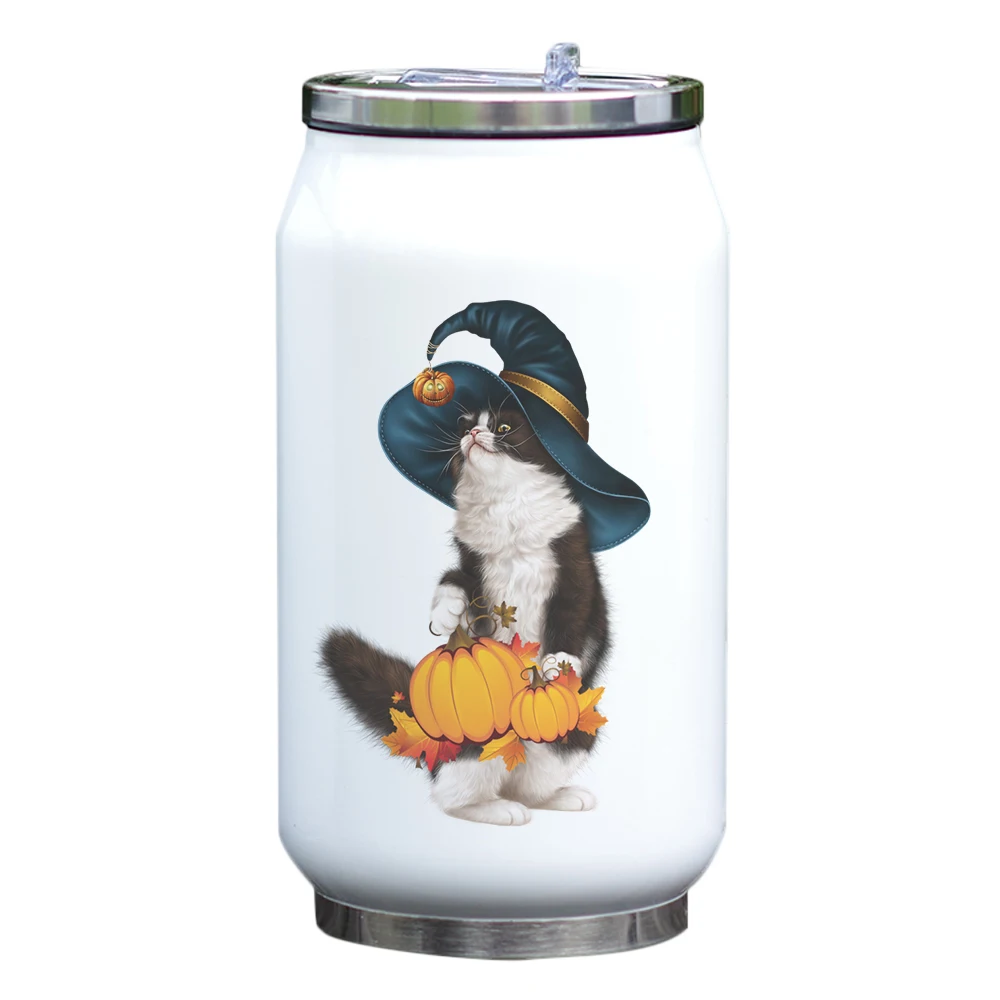 11oz Cola Water Can Fantastic Designed Cats Theme Insulated Thermos Double Wall Stainless Steel Vacuum Bottle Gift for Kids | Дом и сад