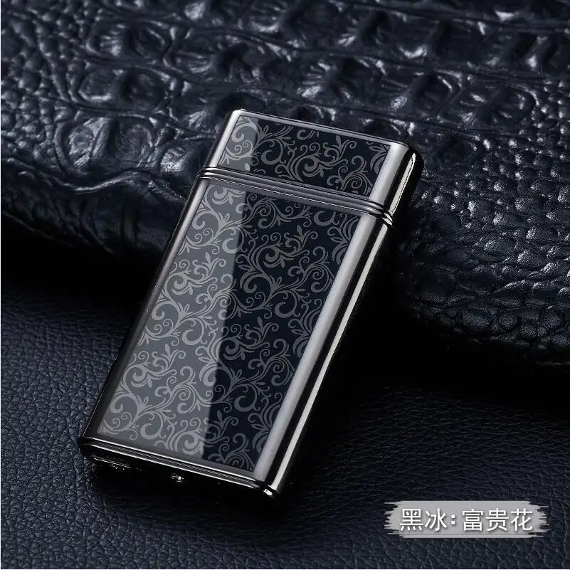 Новинка, двойная дуговая зажигательная зажигалка, usb зарядка, импульсная зажигалка, ультратонкая металлическая ветрозащитная электронная зажигалка