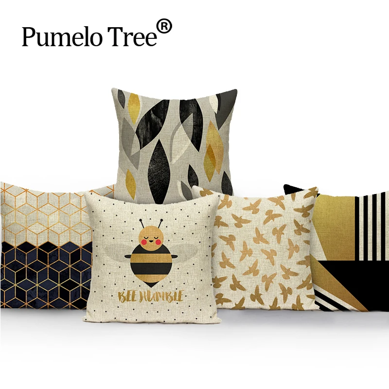 Геометрические подушки красочные декоративные полосатые пчелы Пледы Подушки