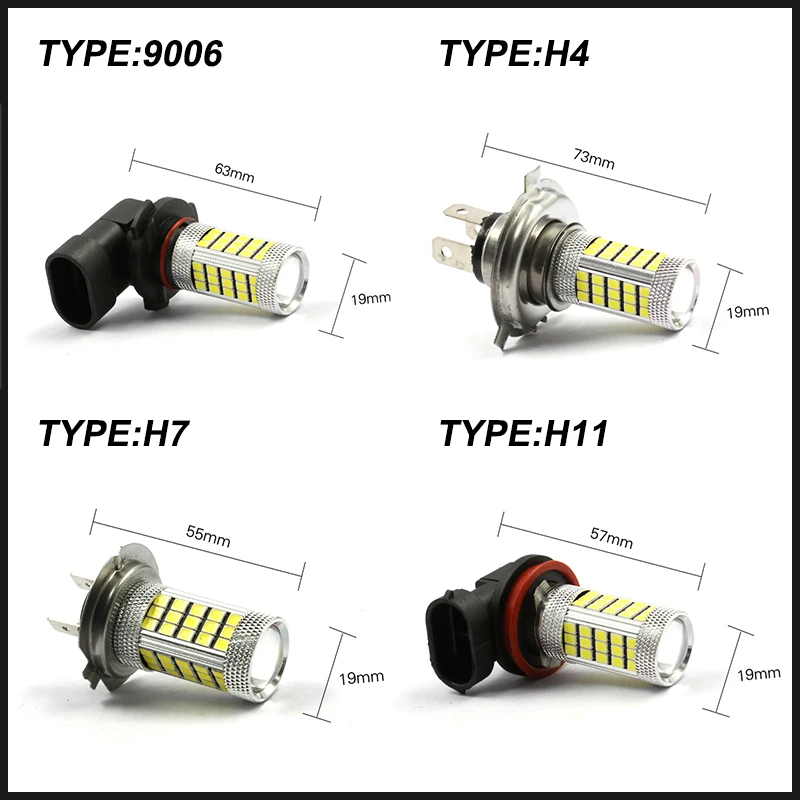 1 шт. DC 12V H4 H7 H8 H11 9005 9006 2835 63 светодиодный 6000 К автомобиля проектор противотуманная