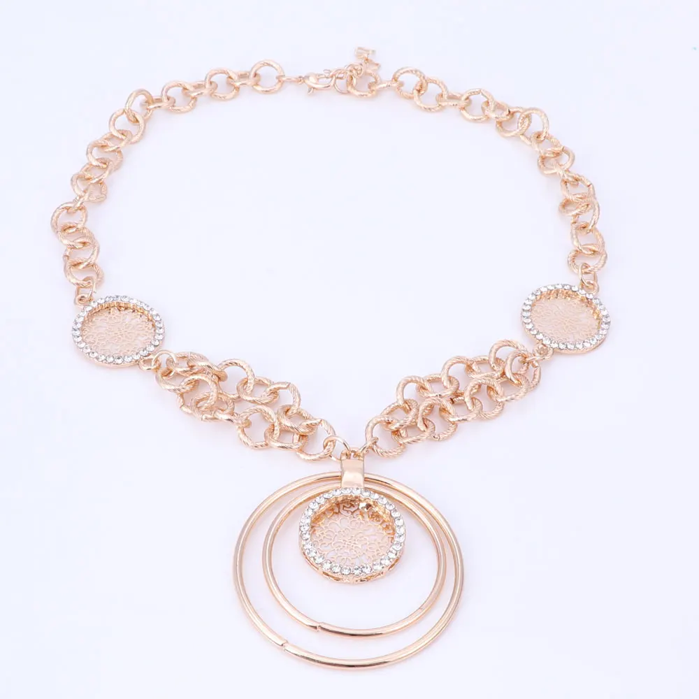 Комплект ювелирных украшений для женщин колье серьги браслет кольцо стразы |