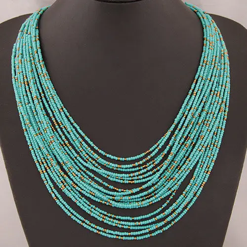 Multilayer Necklace Bohemia Ethnic Beads Choker Fashion Jewelry Women Casual Sweater Chain choker Accessories | Украшения и