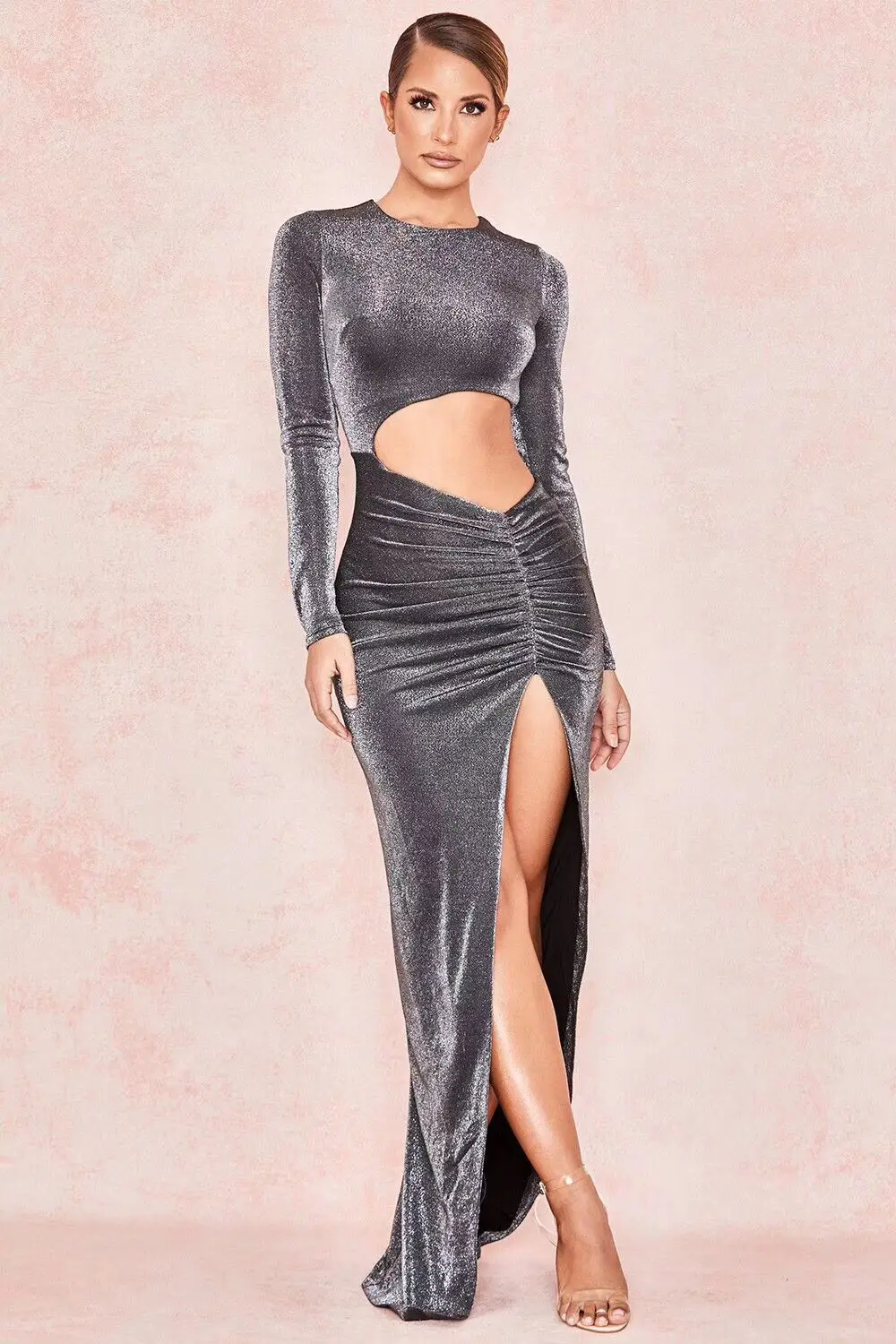 2018 two-piece fashion Women dress O-Neck long sleeve Elegant Celebrity evening party Ankle-Length Bandage bodycon dresses | Женская