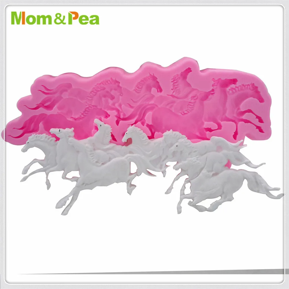 Силиконовая форма Mom & Pea MPA1846 в форме 8 лошадей украшение для торта 3D мастики