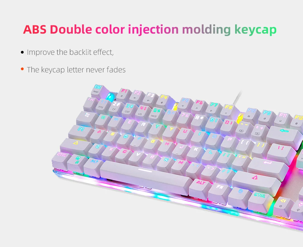 Игровая механическая клавиатура Motospeed K87S, 87 клавиш, светодиодный, RGB Красный/Синий переключатель, Кабель 1,8 м, USB Проводная клавиатура для геймеров ПК