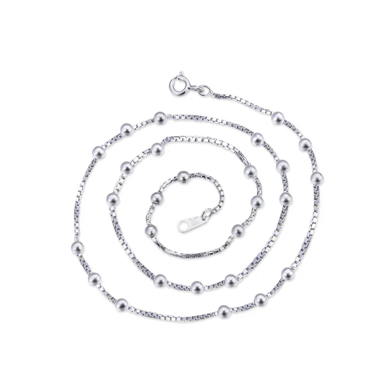

YJAX002201 New Fashion Minimalist Lady Accessories 1.2 Octagonal Bag 3.0 Beads 3:3 Necklace S925 Sterling Silver Jewelry