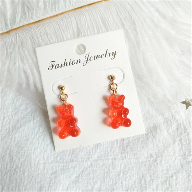 S925 Creative Funny Cute Cartoon Bear Dangle Earring Macarons Lovely Animals Resin Earring Women Girls Jewelry Best Drop Earring