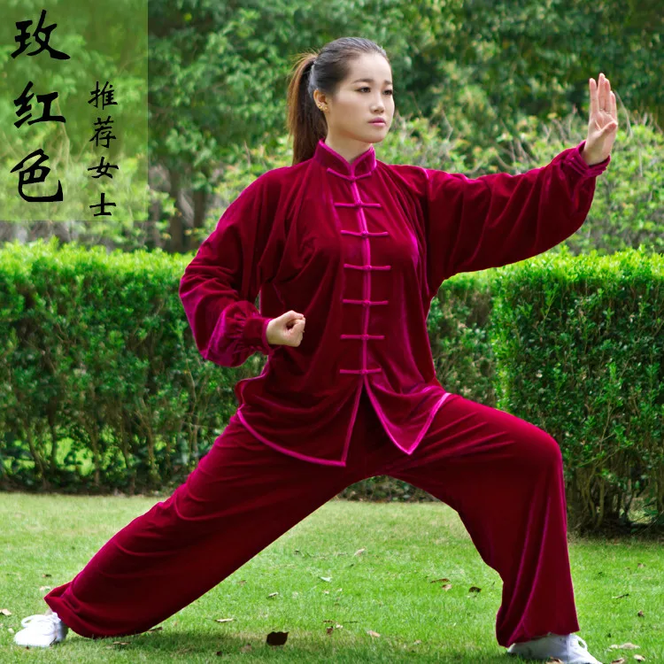 2019 Women Men Thick Warm Kungfu Suit Top Shirt Pants Martial Art Clothing Tai Chi Practice Coral Velvet Winter New | Тематическая