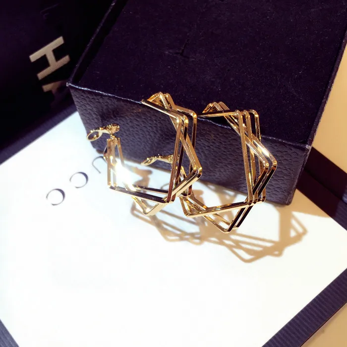 

New Woman Stud Earring Metal Geometric Multilayer Earrings High Quality Personality Fashion Jewelry