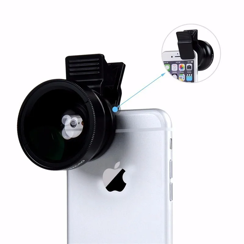 5pcs/lot 2 in 1 Camera Lens Kit 0.45X Super Wide Angle 12.5X Macro Cellhone for iPhone Samsung Xiaomi phones | Мобильные телефоны и