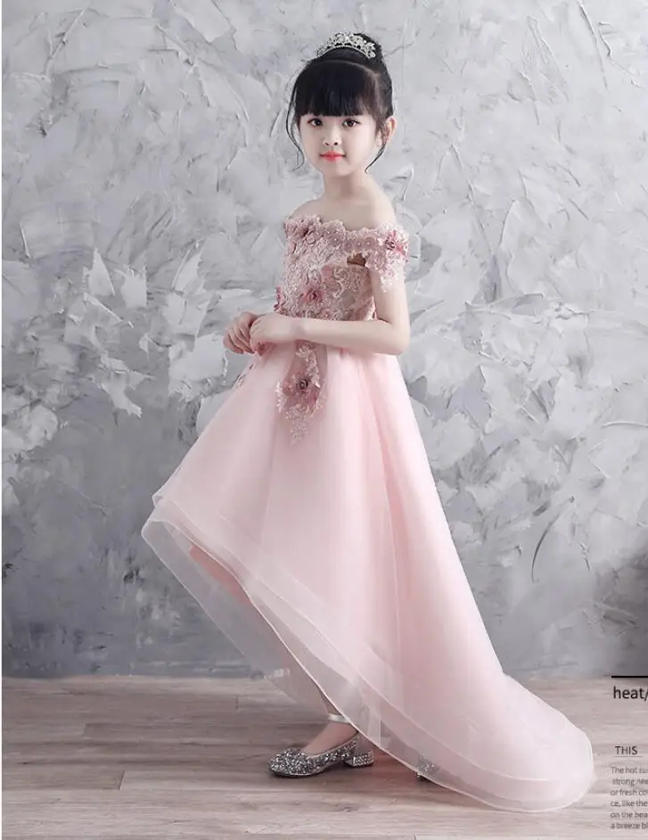 Элегантное платье для девочек с аппликацией и цветочным рисунком на свадьбу