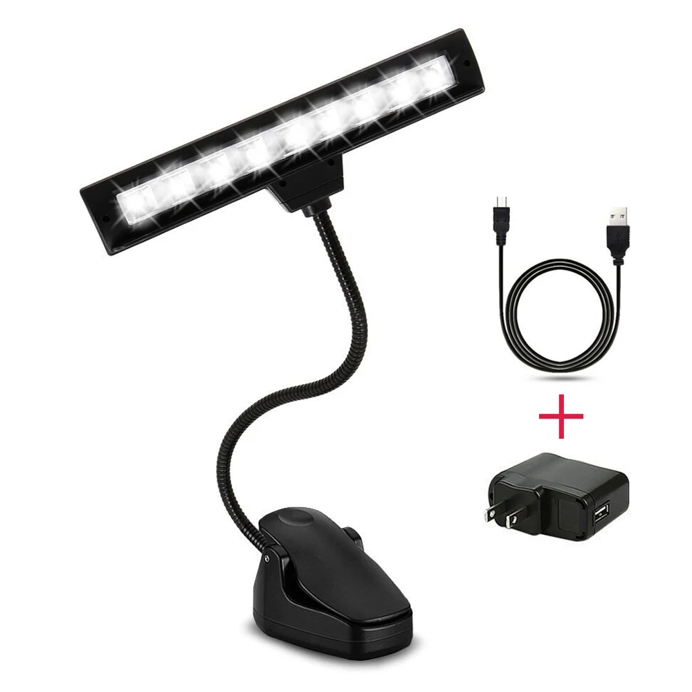 9 светодио дный LED Clip-on Music Stand Lights портативная Гибкая Защита глаз 3 яркость лампа