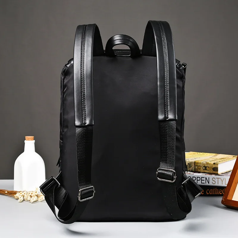 Черный кожаный рюкзак школьный для подростка однотонные кожаные Рюкзаки мужчин
