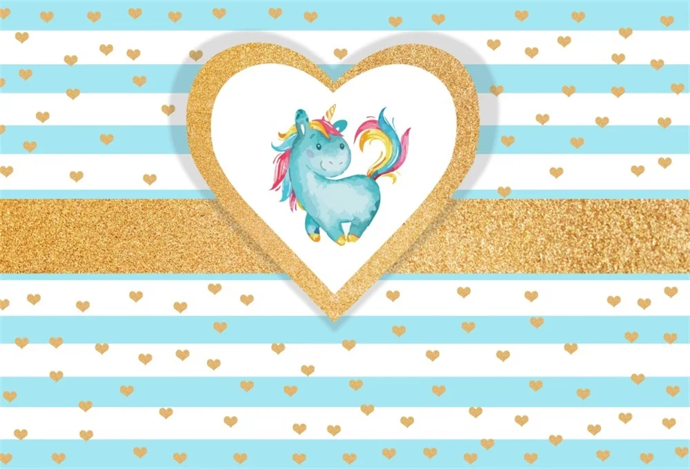Laeacco Love Heart Pattern Unicorn Baby Birthday Party Photography Backgrounds Custom Photographic Backdrops For Photo Studio |