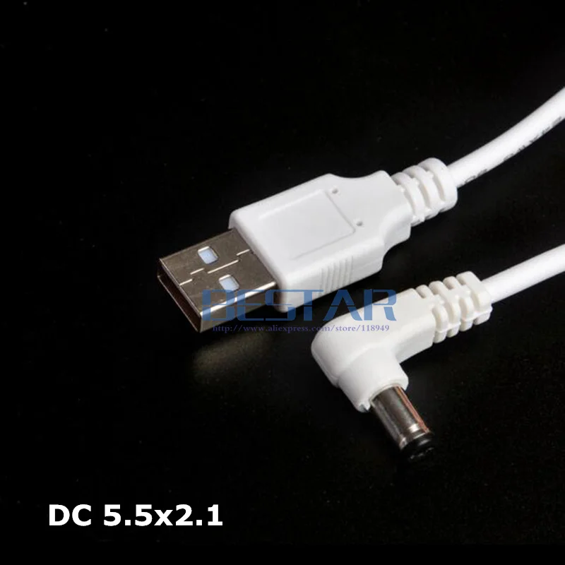 Белый кабель питания штекер USB в постоянный ток 5 5*2 1 мм x 2 5x2 прямоугольный разъем L