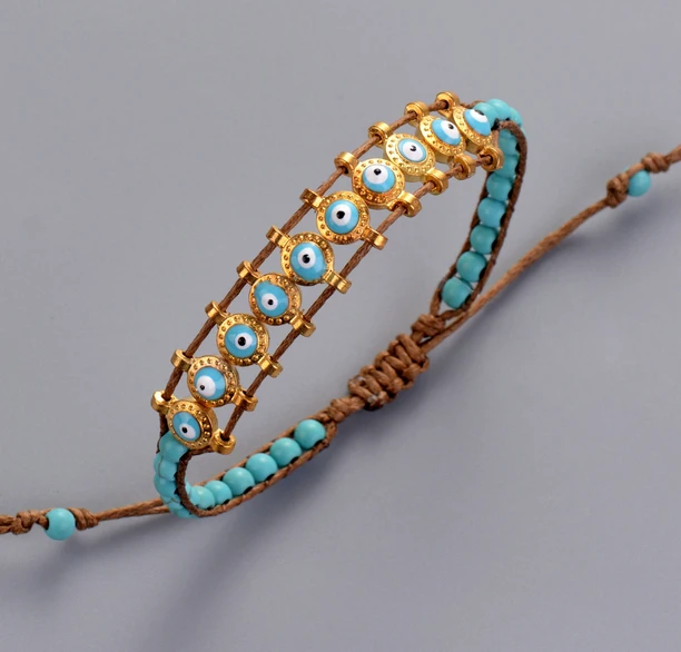 Камень с подвеской сглаза регулируемый браслет оптовая продажа восковой шнур